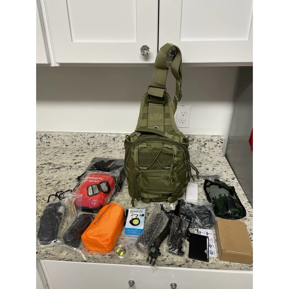 Tactical Bag W/Home Emergency  Azzcony  Survive Kit Supply's 27 Ps 1 Person New